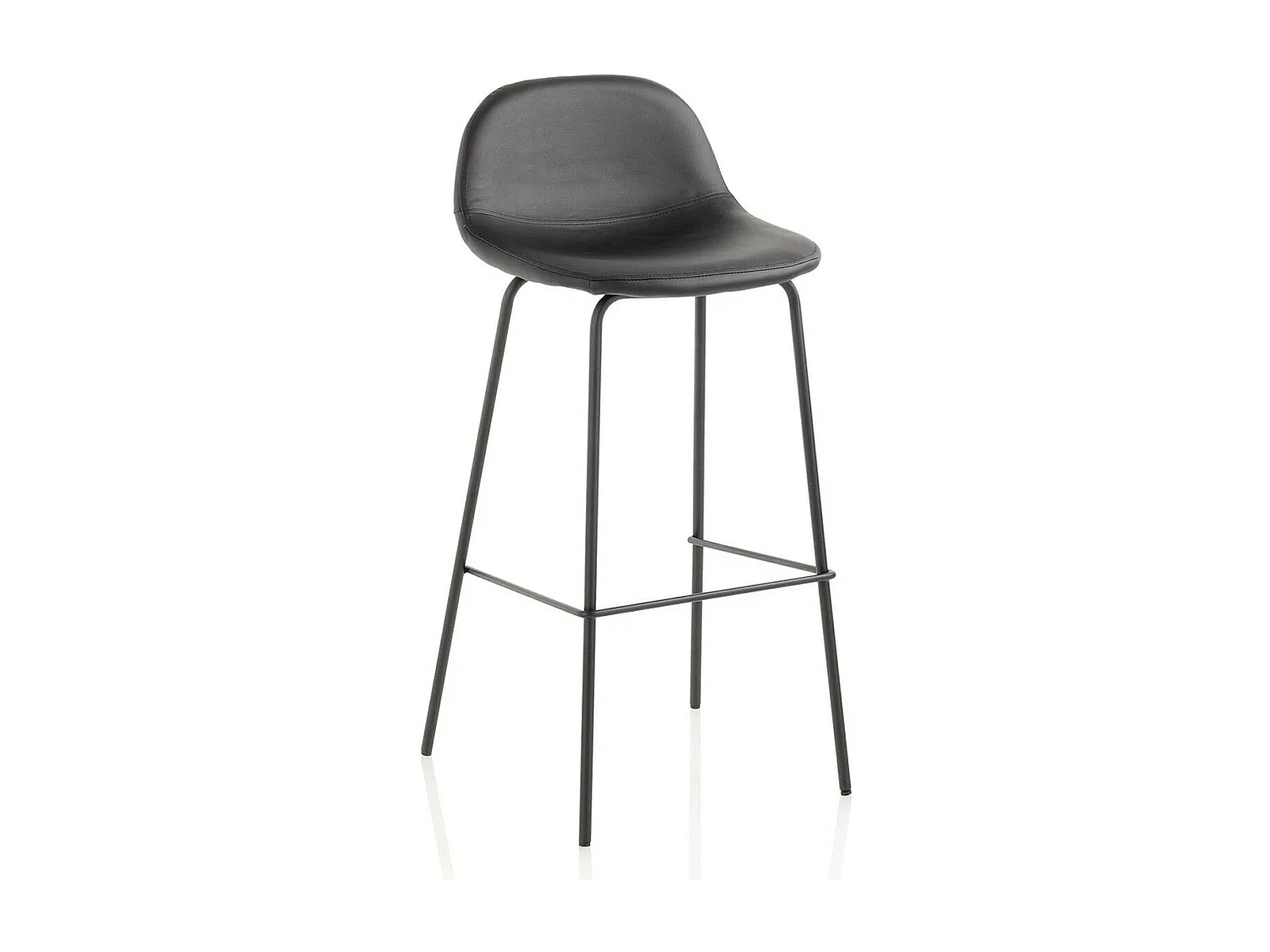 Tabouret de bar simili cuir noir et pieds métal noir Vyre