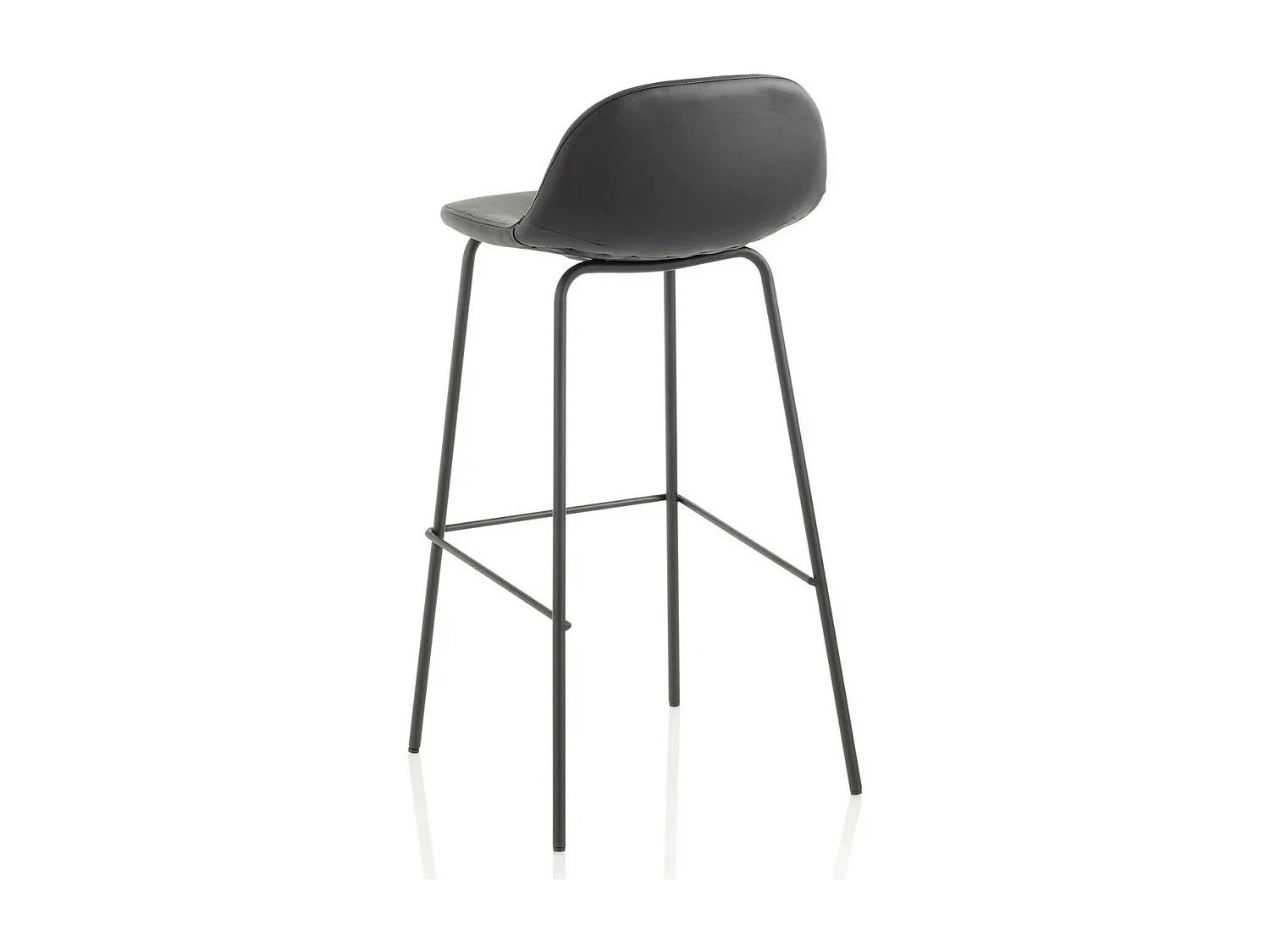 Tabouret de bar simili cuir noir et pieds métal noir Vyre