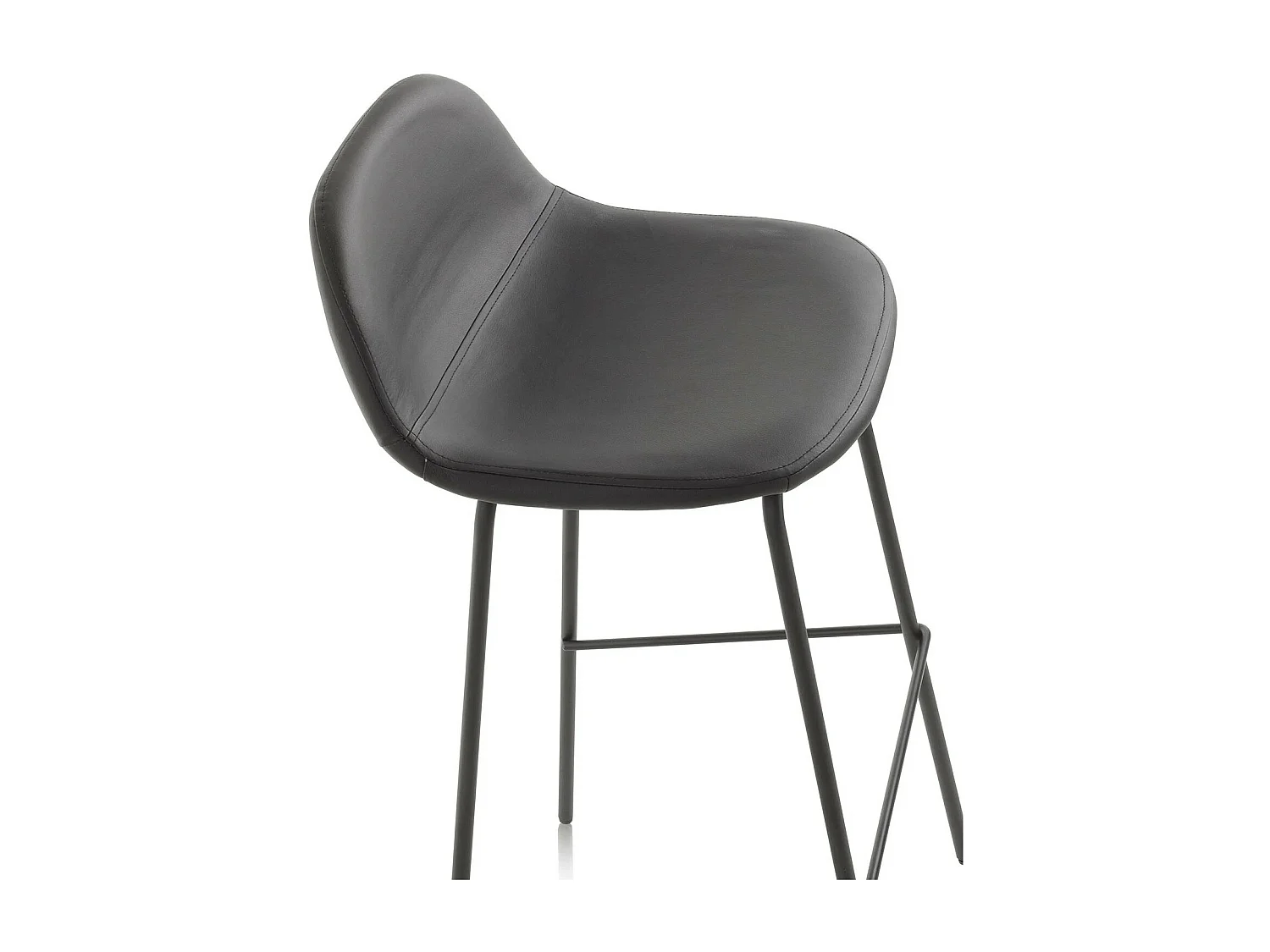 Tabouret de bar simili cuir noir et pieds métal noir Vyre