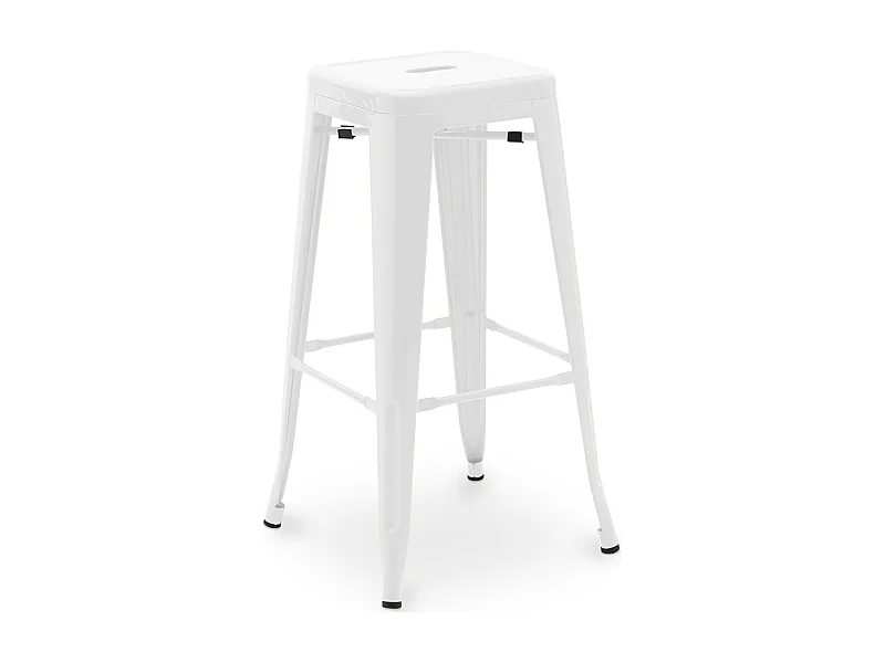 Tabouret haut industriel acier brillant renforcé Kalax 76cm --Couleur Blanc