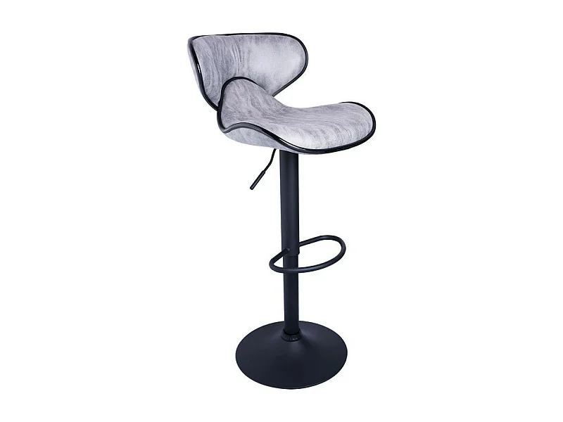 Tabouret simili gris vintage Kora - Lot de 2