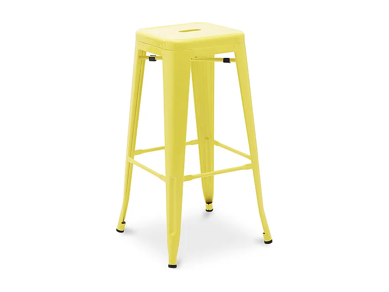 Tabouret haut industriel acier brillant renforcé Kalax 76cm --Couleur Jaune
