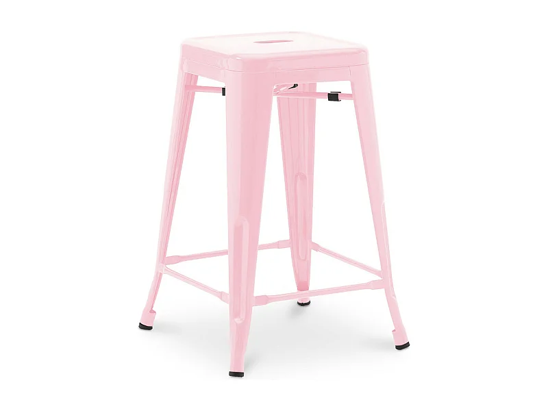 Tabouret industriel acier brillant renforcé Kalax 60cm --Couleur Rose clair