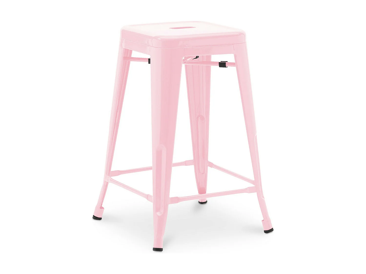 Tabouret industriel acier brillant renforcé Kalax 60cm --Couleur Rose clair