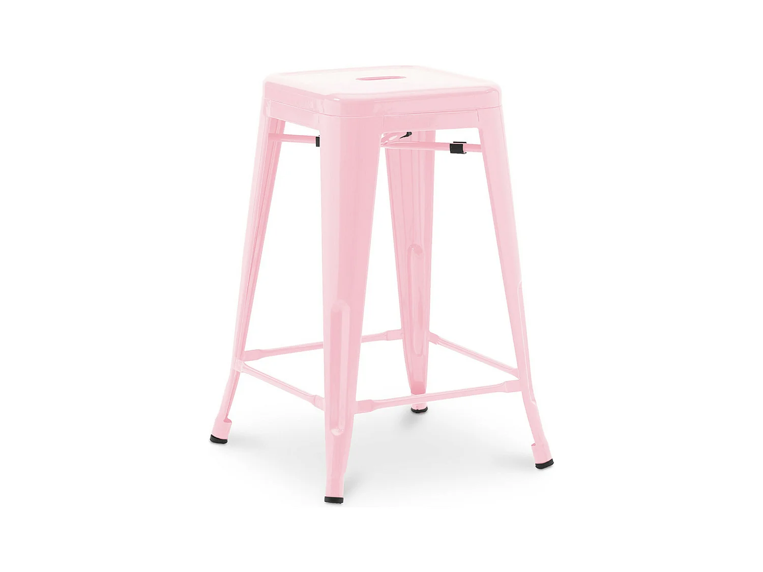 Tabouret industriel acier brillant renforcé Kalax 60cm --Couleur Rose clair