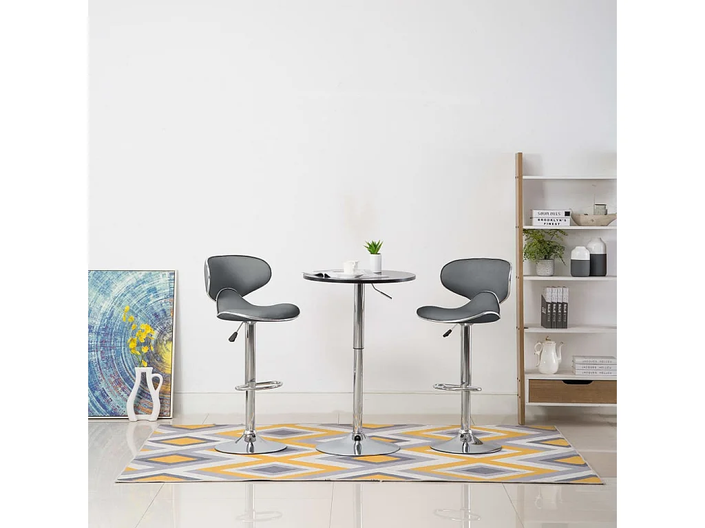 Tabourets de bar 2 pcs Gris Similicuir Cobra
