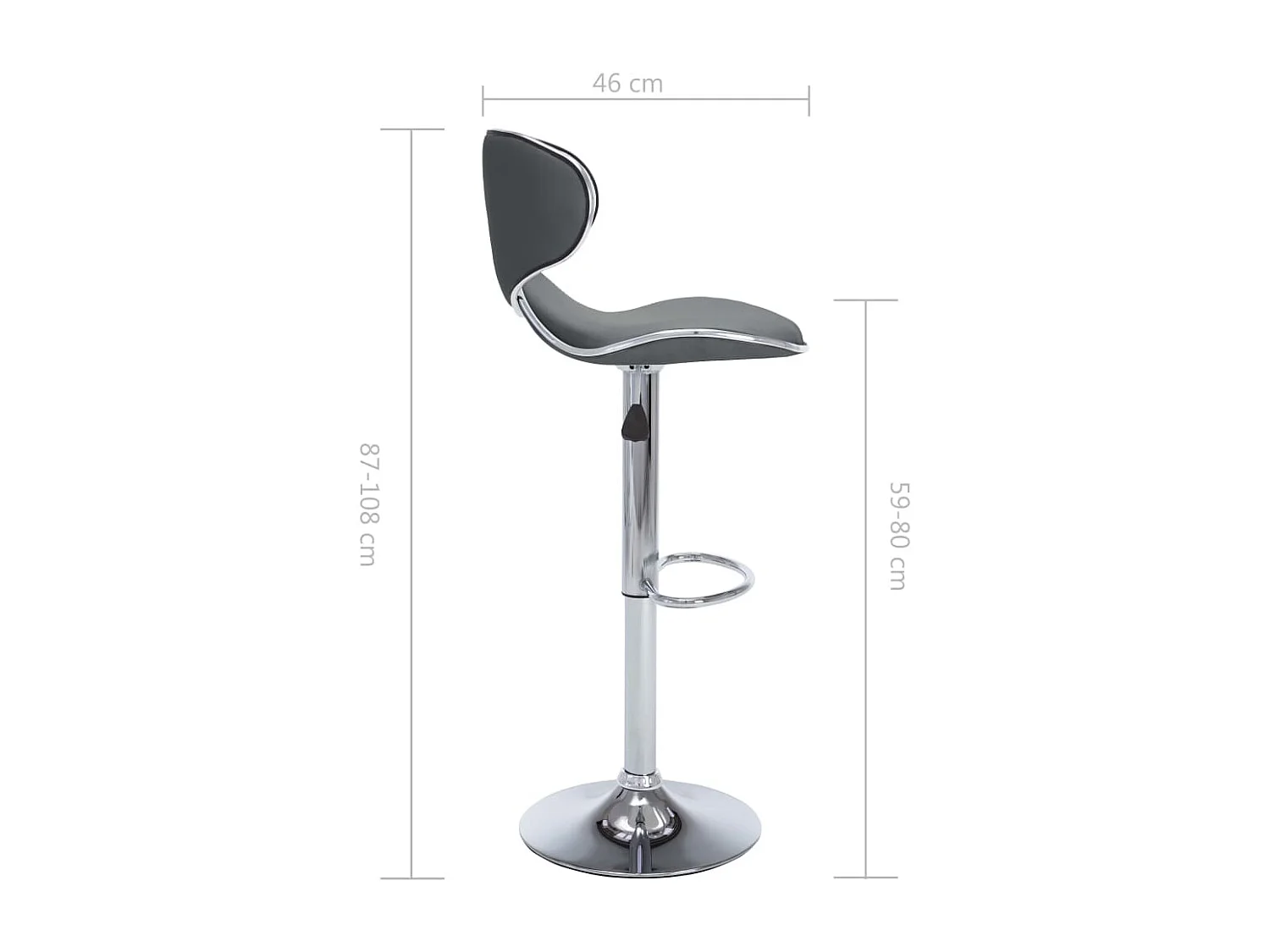 Tabourets de bar 2 pcs Gris Similicuir Cobra