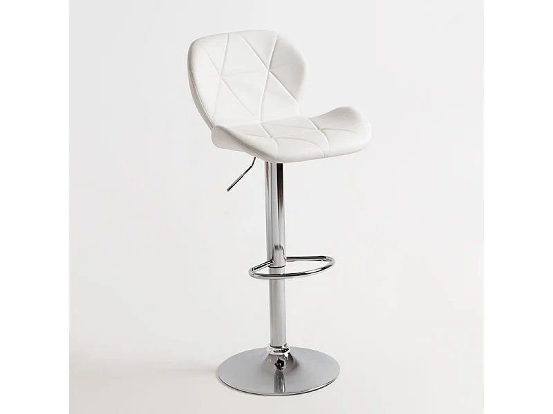 Tabouret confortable simili cuir capitonné blanc Joy - Lot de 2