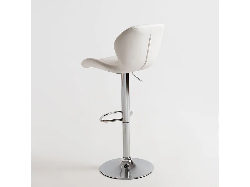 Tabouret confortable simili cuir capitonné blanc Joy - Lot de 2