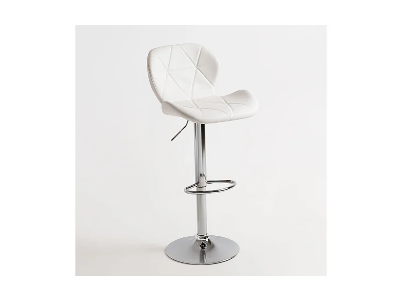 Tabouret confortable simili cuir capitonné blanc Joy - Lot de 2