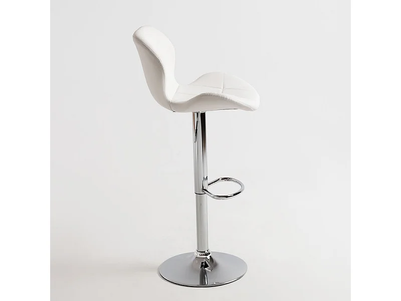 Tabouret confortable simili cuir capitonné blanc Joy - Lot de 2