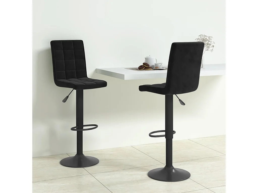 Tabourets de bar 2 pcs Noir Velours 15