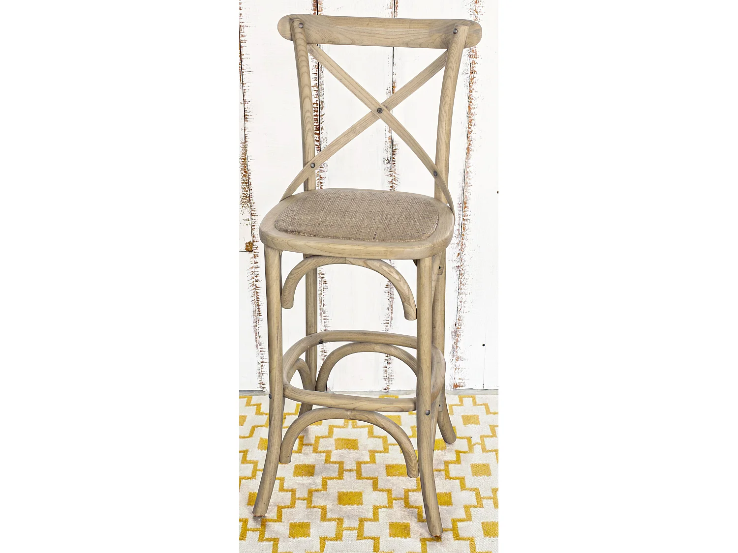 Tabouret de bar gris naturel Cross hauteur d'assise 73cm