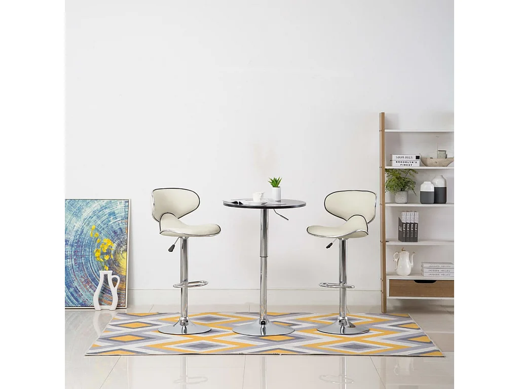 Tabourets de bar 2 pcs Crème Similicuir Cobra