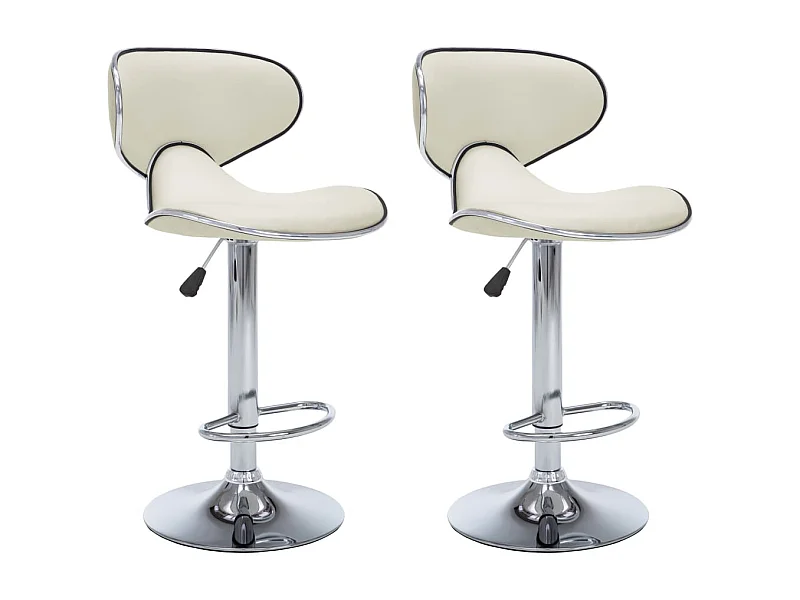 Tabourets de bar 2 pcs Crème Similicuir Cobra