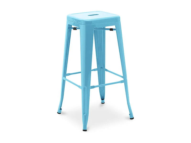 Tabouret haut industriel acier mat renforcé Kalax 76cm --Couleur Bleu turquoise