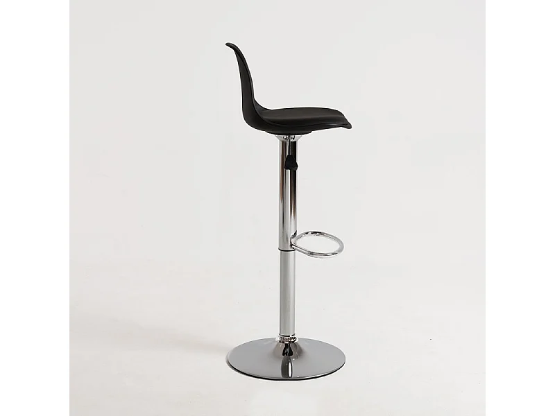 Taburete con respaldo de polipiel negra Lennie