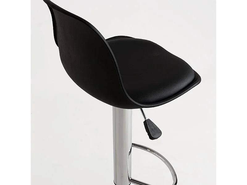 Taburete con respaldo de polipiel negra Lennie