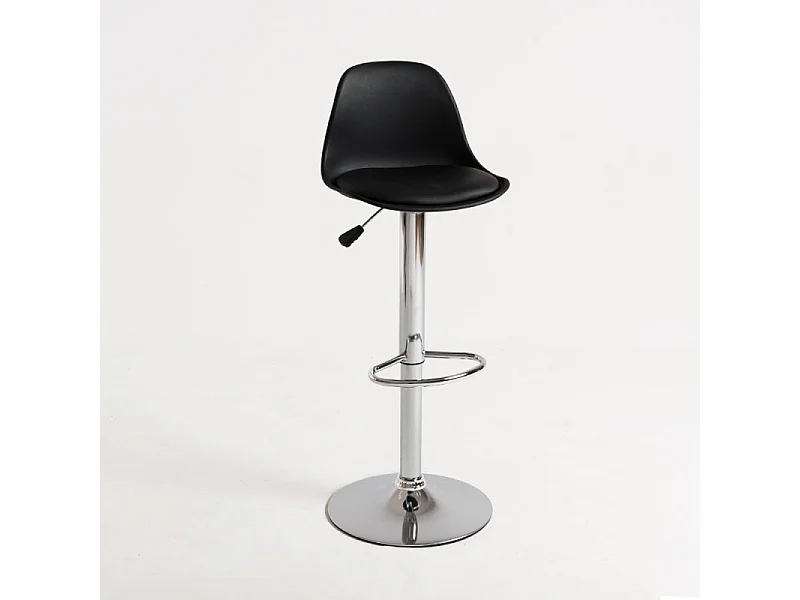 Tabouret avec dossier simili cuir noir Lennie
