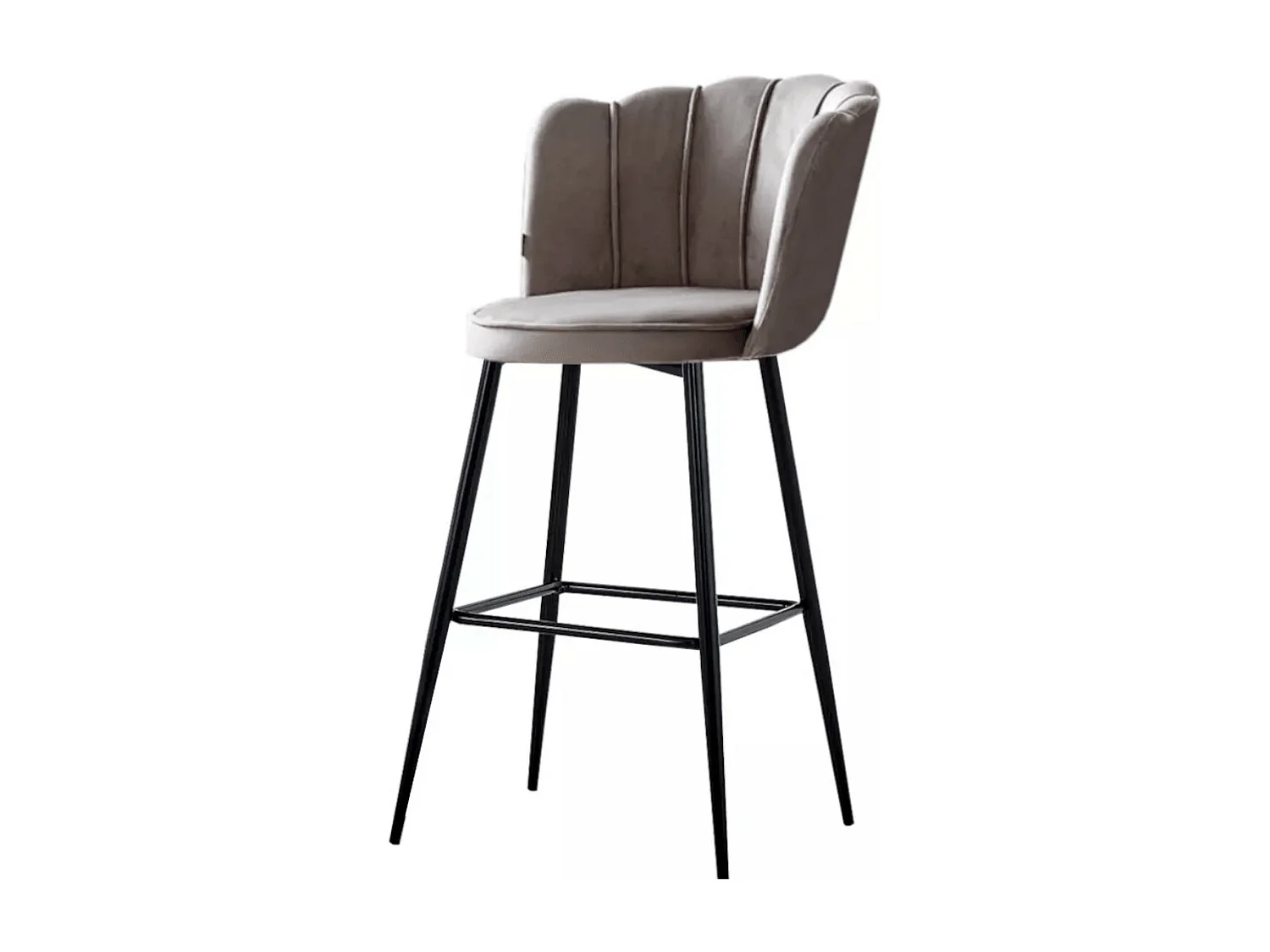 Chaise de bar moderne velours et pieds métal noir Pétale - Lot de 2-Couleur Beige foncé