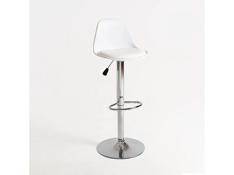 Tabouret avec dossier simili cuir blanc Lennie