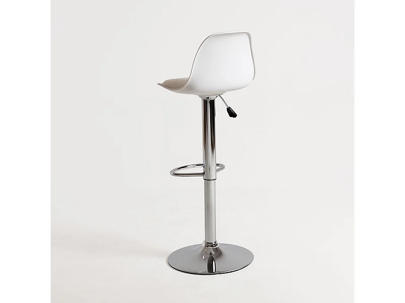 Tabouret avec dossier simili cuir blanc Lennie