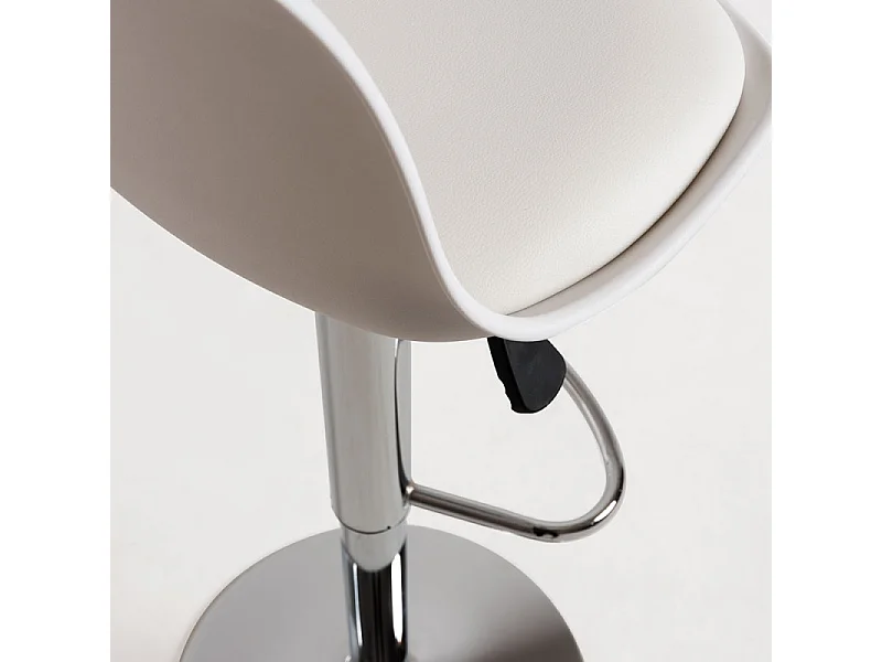 Tabouret avec dossier simili cuir blanc Lennie