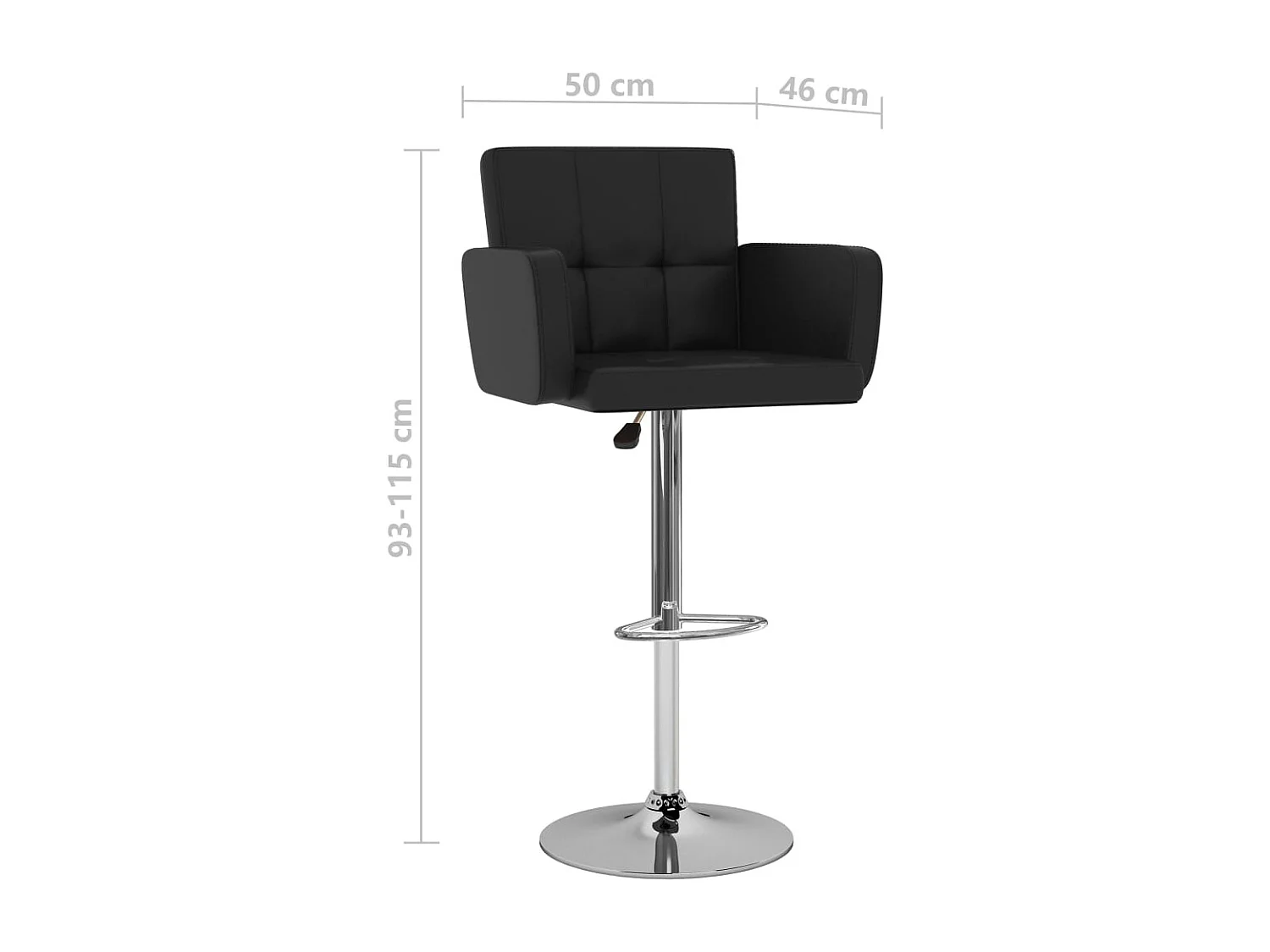 Tabourets de bar 2 pcs Noir Similicuir 13