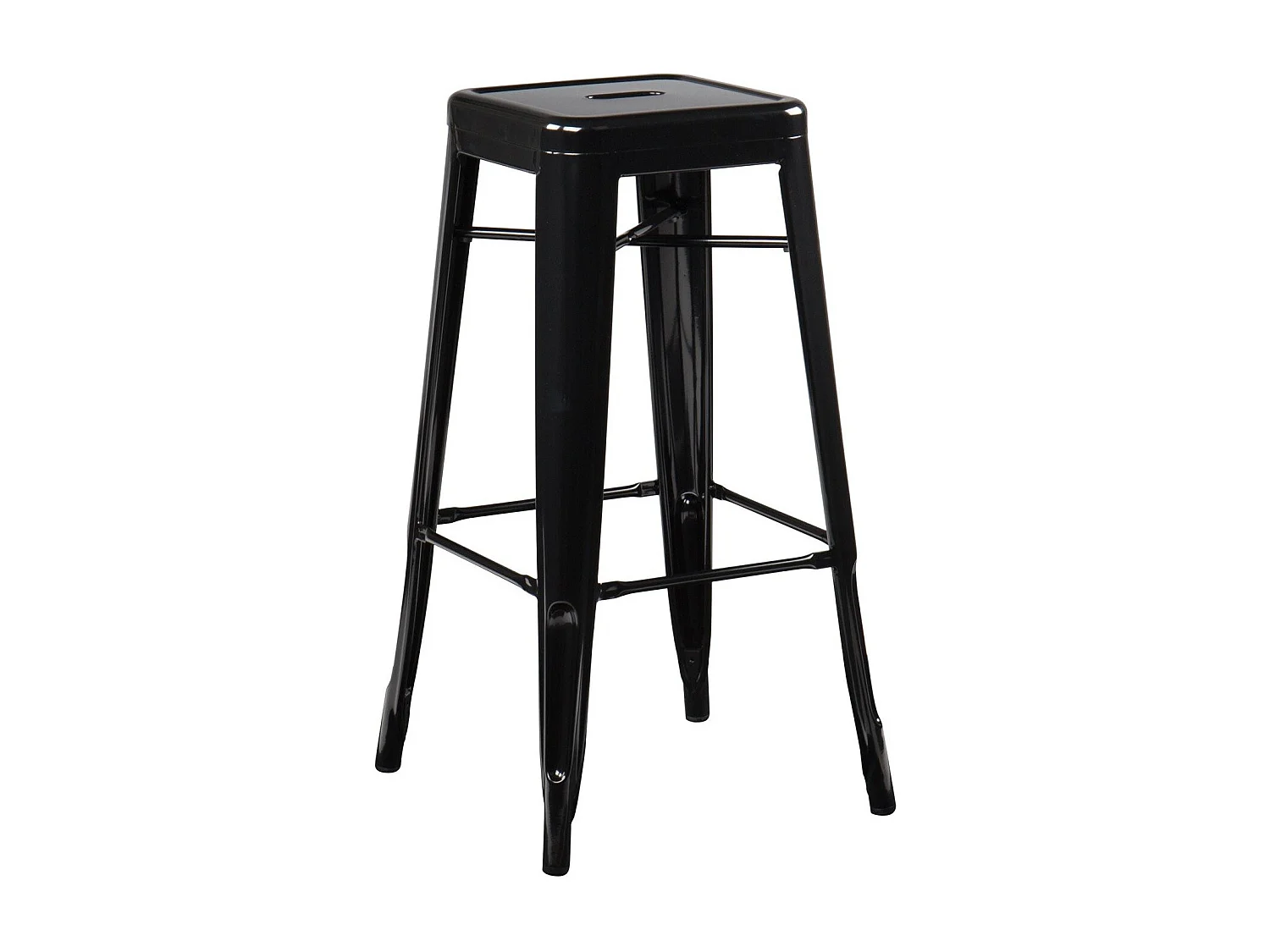 Tabouret haut 76cm Kontoir en acier brillant - Design industriel et élégant-Couleur Noir