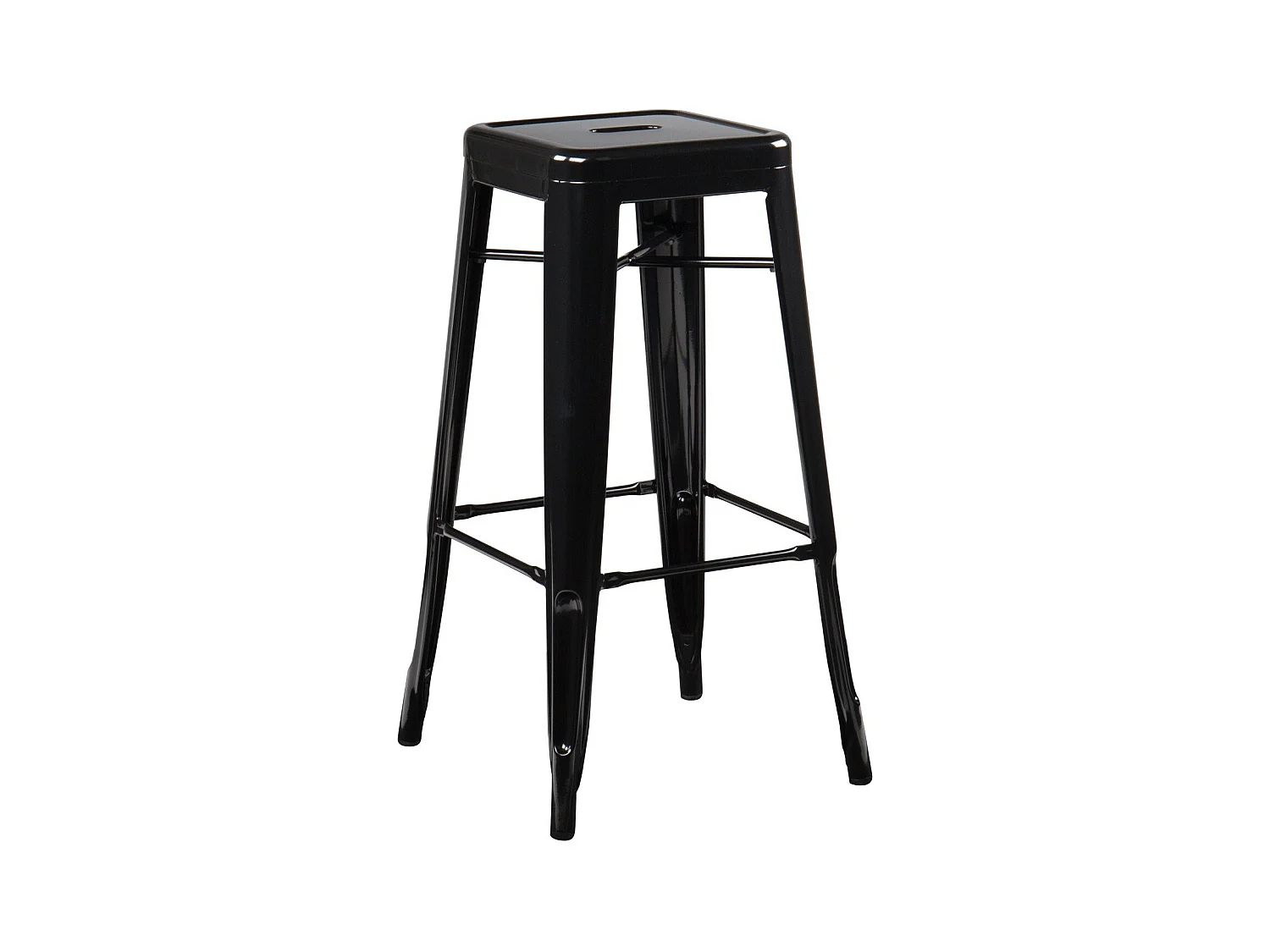 Tabouret haut 76cm Kontoir en acier brillant - Design industriel et élégant-Couleur Noir