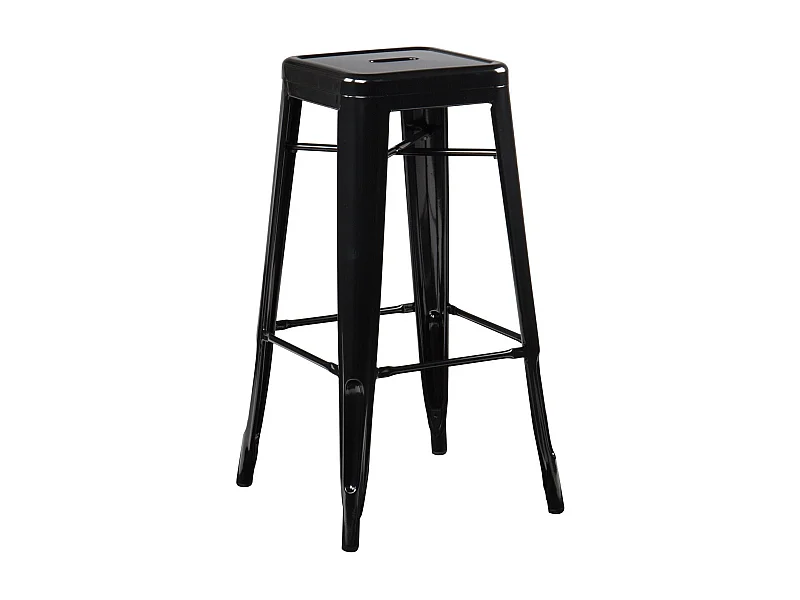 Tabouret haut 76cm Kontoir en acier brillant - Design industriel et élégant-Couleur Noir