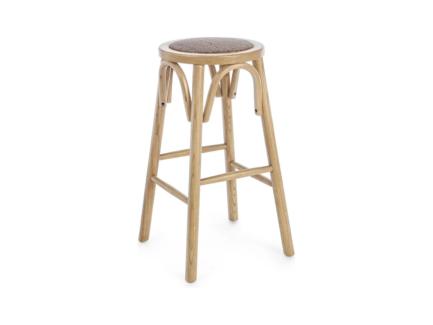 Tabouret de bar en bois d'orme et rotin naturel Cikia