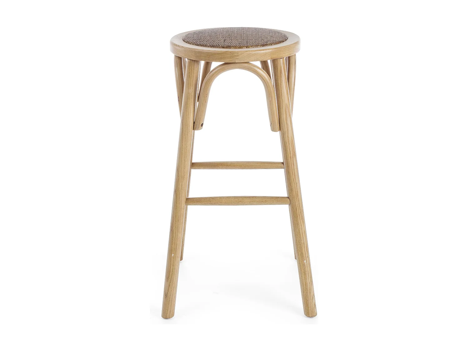 Tabouret de bar en bois d'orme et rotin naturel Cikia