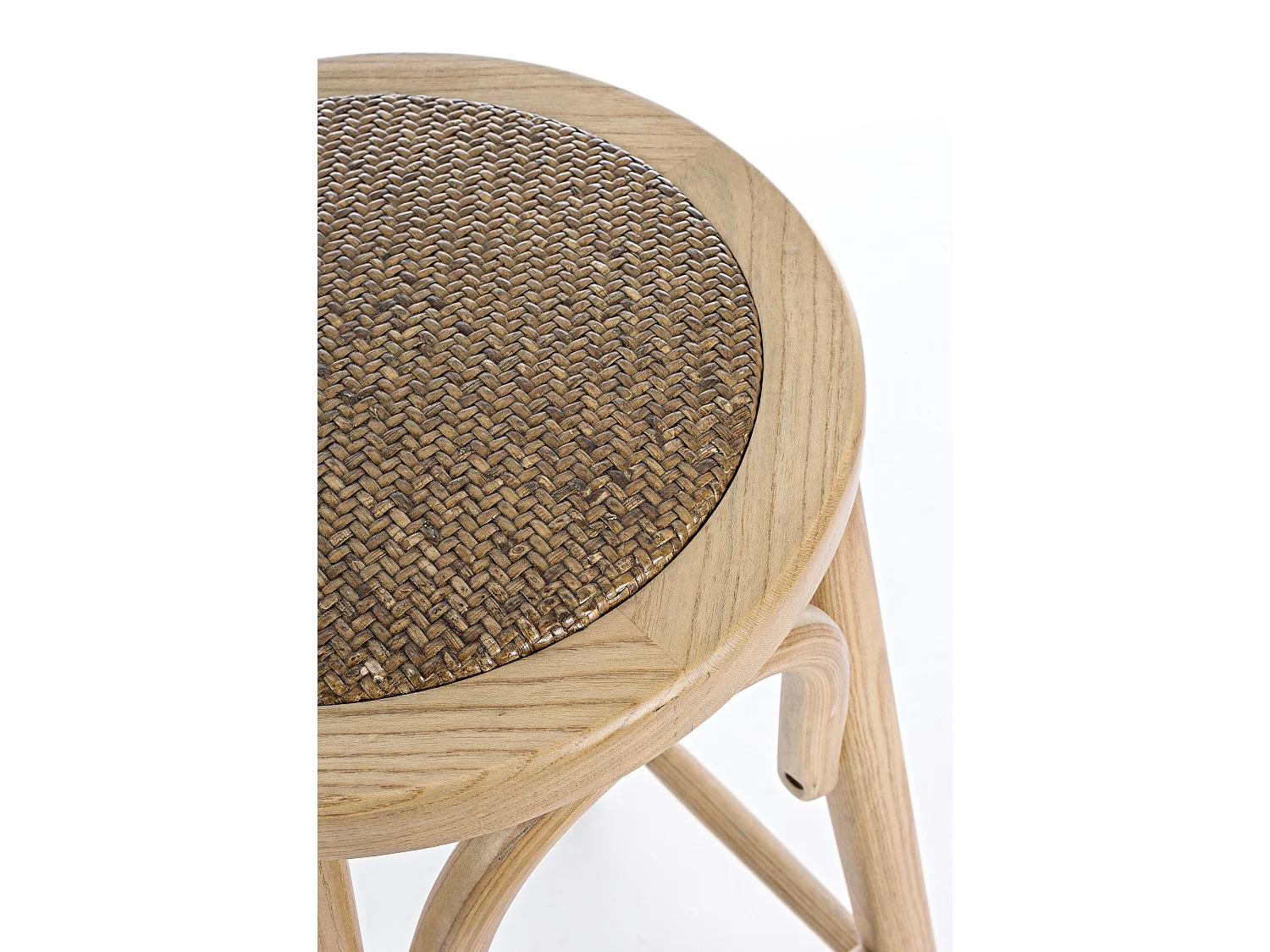 Tabouret de bar en bois d'orme et rotin naturel Cikia