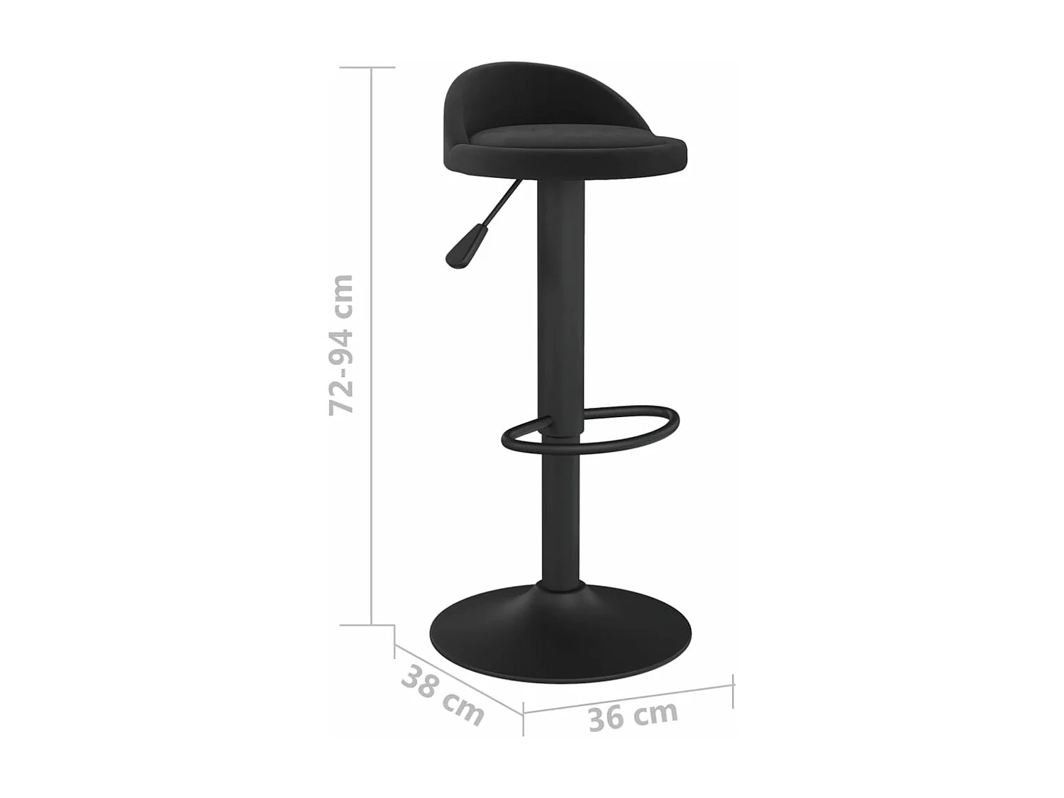Tabourets de bar 2 pcs Noir Velours Ruza
