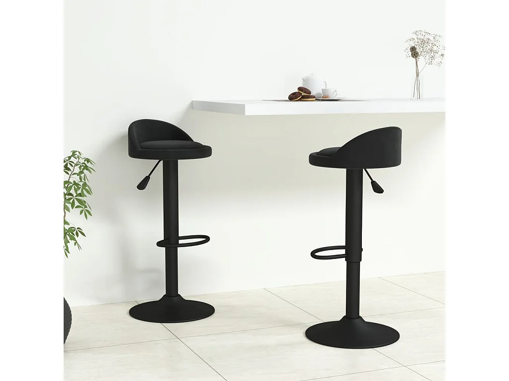 Tabourets de bar 2 pcs Noir Velours Ruza