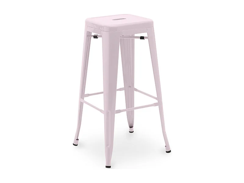 Tabouret haut industriel acier mat renforcé Kalax 76cm --Couleur Rose clair