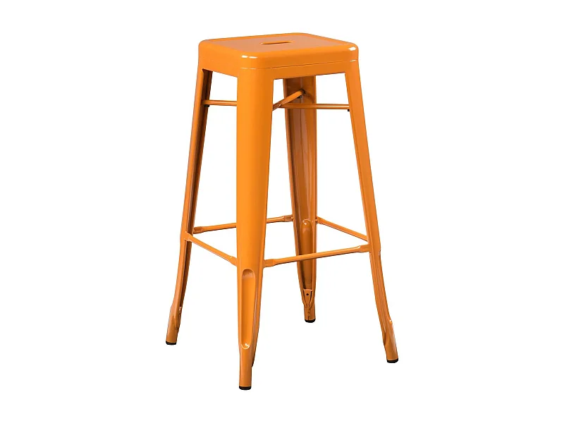 Tabouret haut 76cm Kontoir en acier brillant - Design industriel et élégant-Couleur Orange