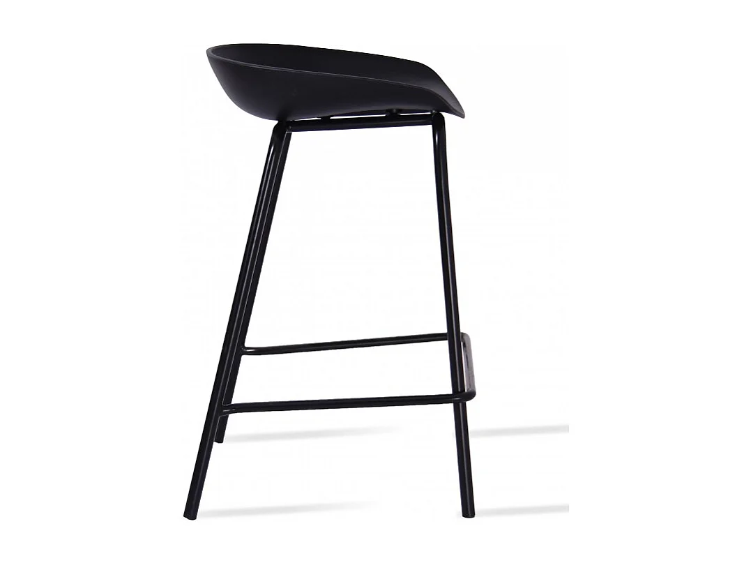 Tabouret acier laqué et polypropylène noir Korane