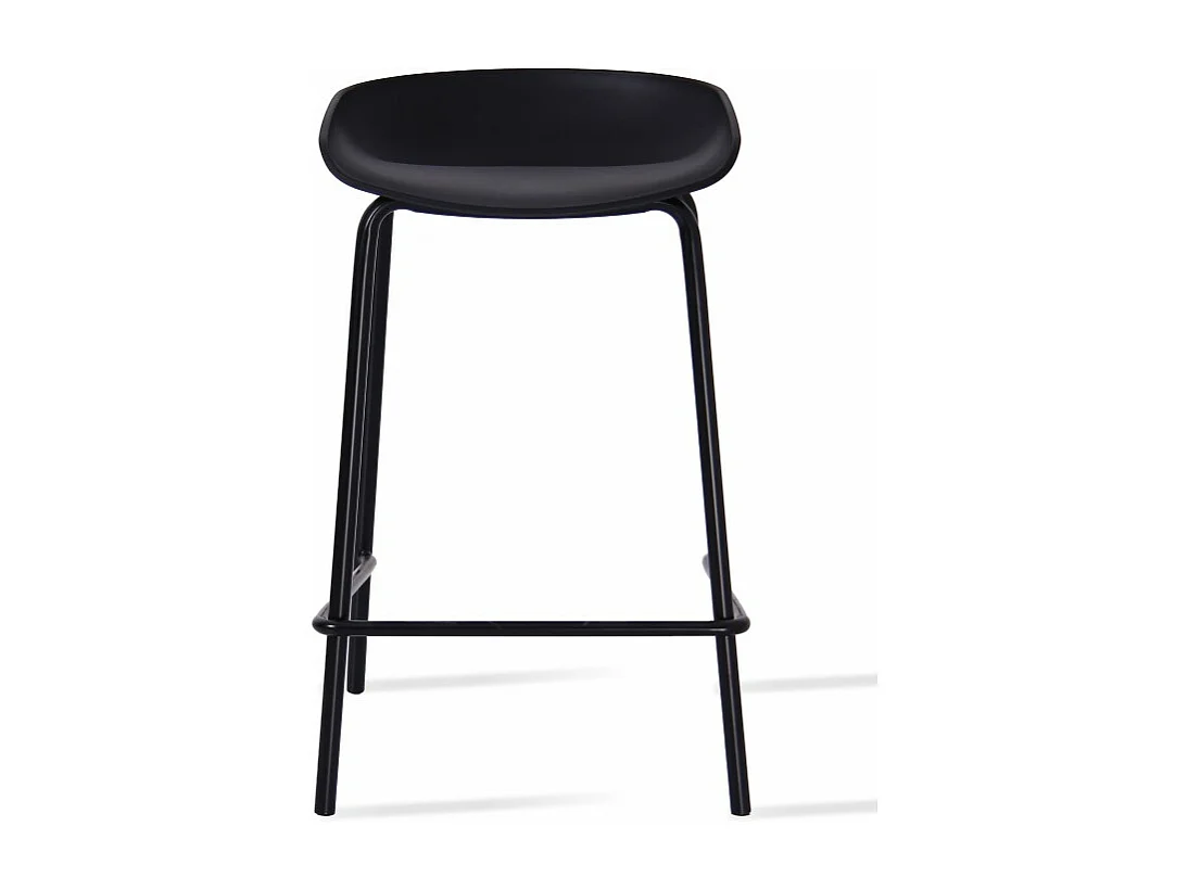 Tabouret acier laqué et polypropylène noir Korane