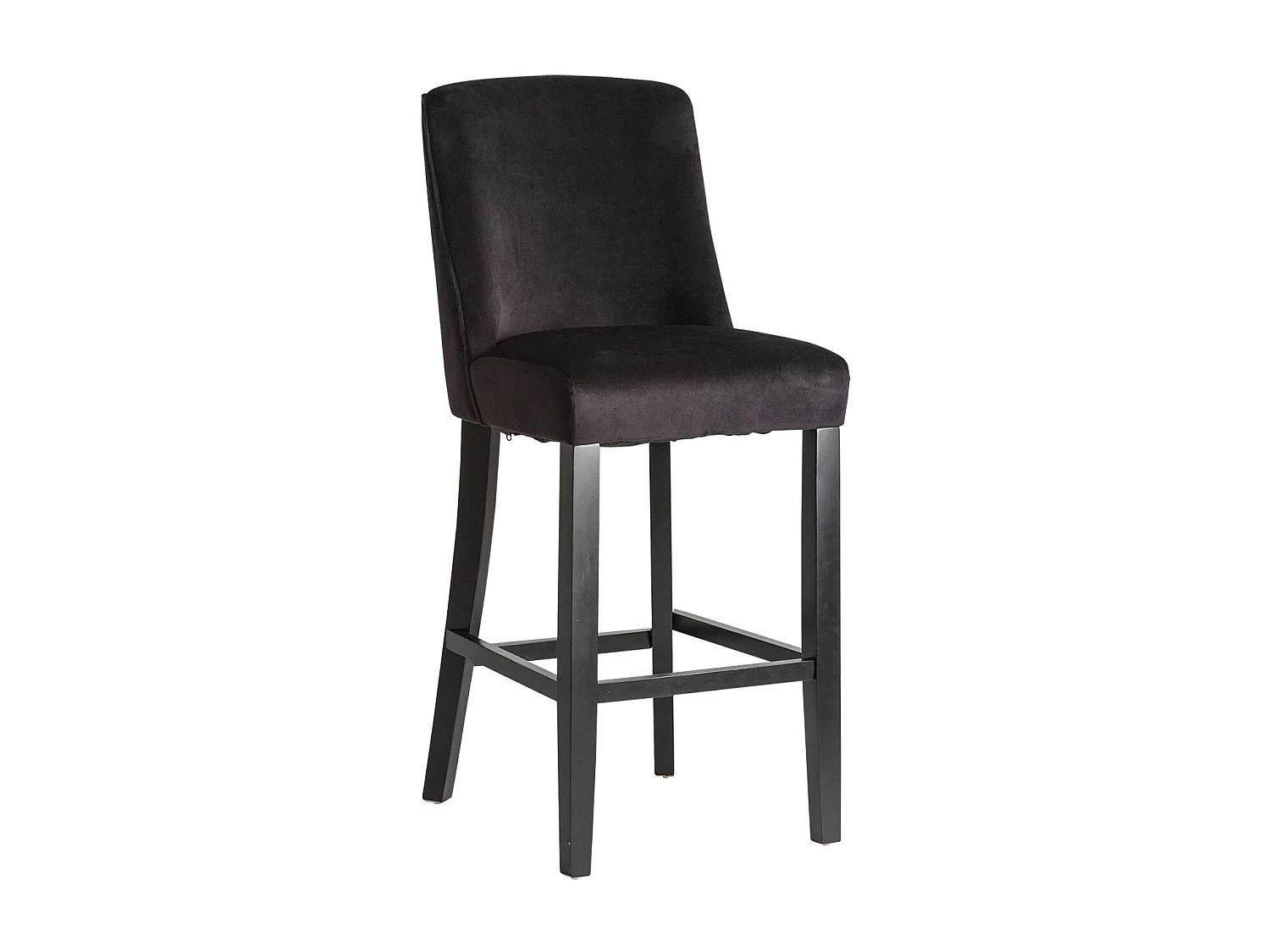 Taburete de bar Antchis de madera maciza de caucho y asiento de terciopelo negro - Juego de 2