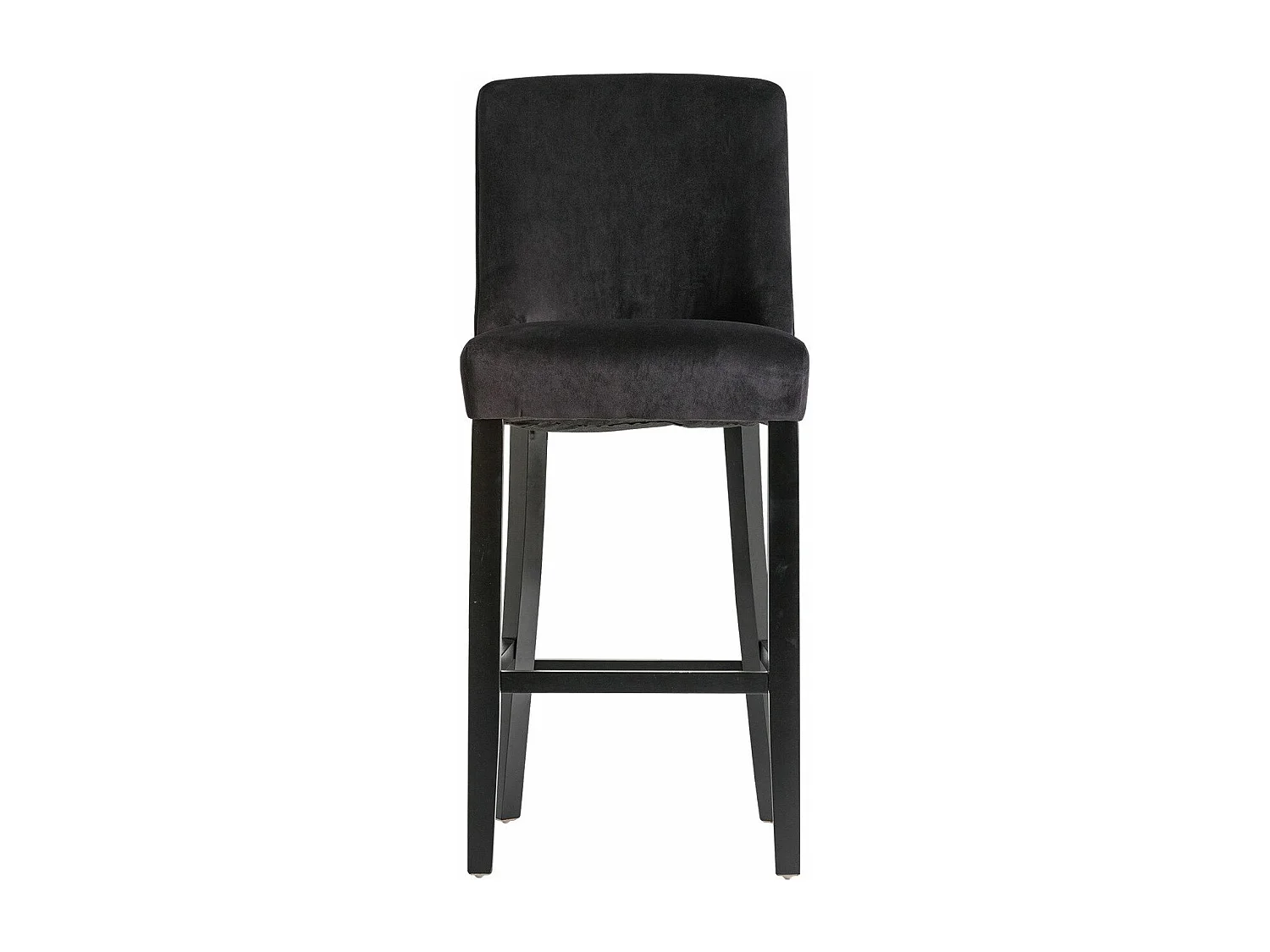 Taburete de bar Antchis de madera maciza de caucho y asiento de terciopelo negro - Juego de 2