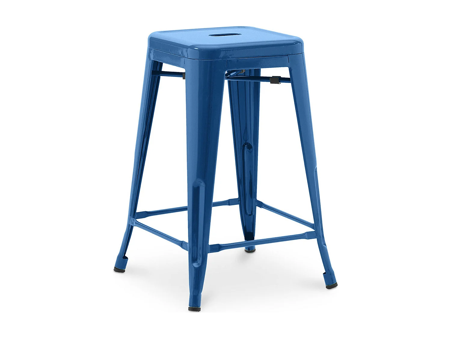 Tabouret industriel acier brillant renforcé Kalax 60cm --Couleur Bleu foncé