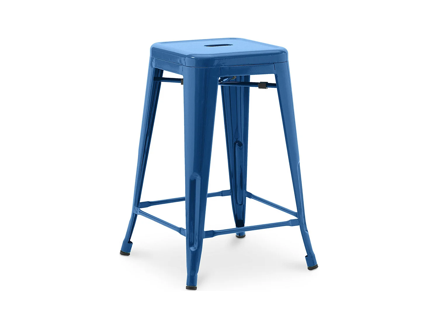 Tabouret industriel acier brillant renforcé Kalax 60cm --Couleur Bleu foncé