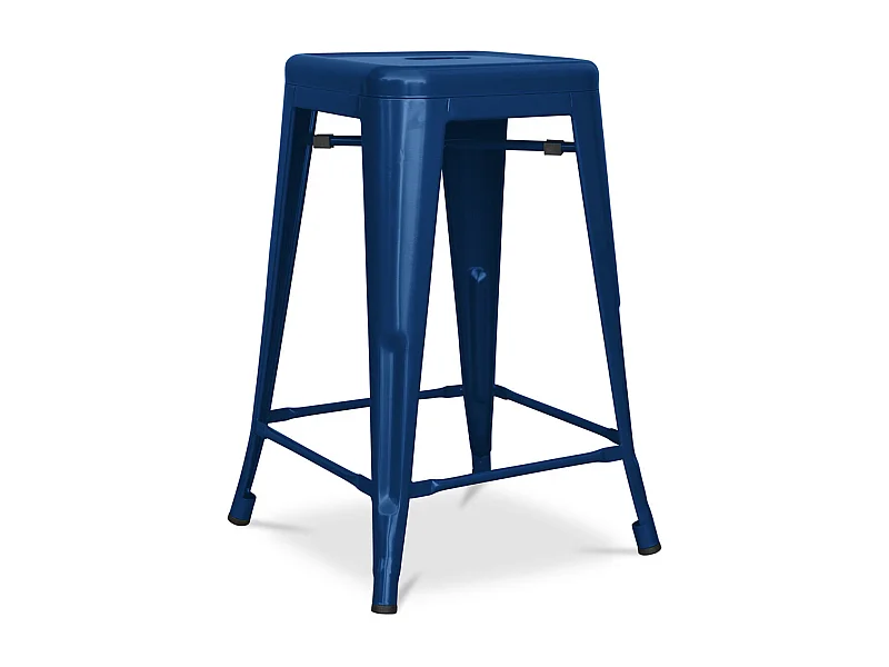 Tabouret industriel acier mat renforcé Kalax 60cm --Couleur Bleu foncé