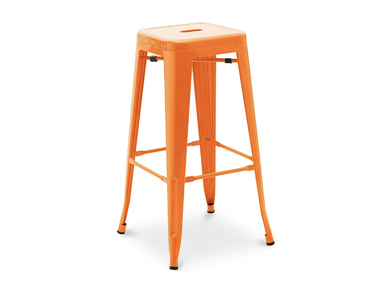 Tabouret haut industriel acier mat renforcé Kalax 76cm --Couleur Orange