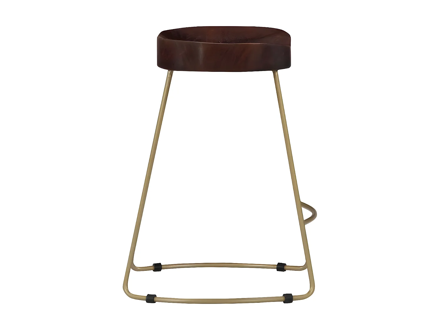 Tabouret manguier massif foncé et métal Bord H 52cm - Lot de 2