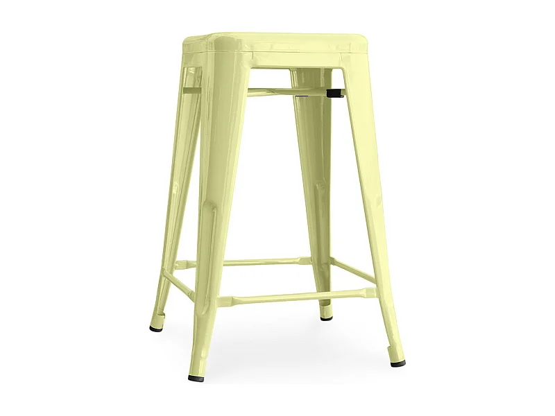 Tabouret industriel acier brillant renforcé Kalax 60cm --Couleur Jaune pastel