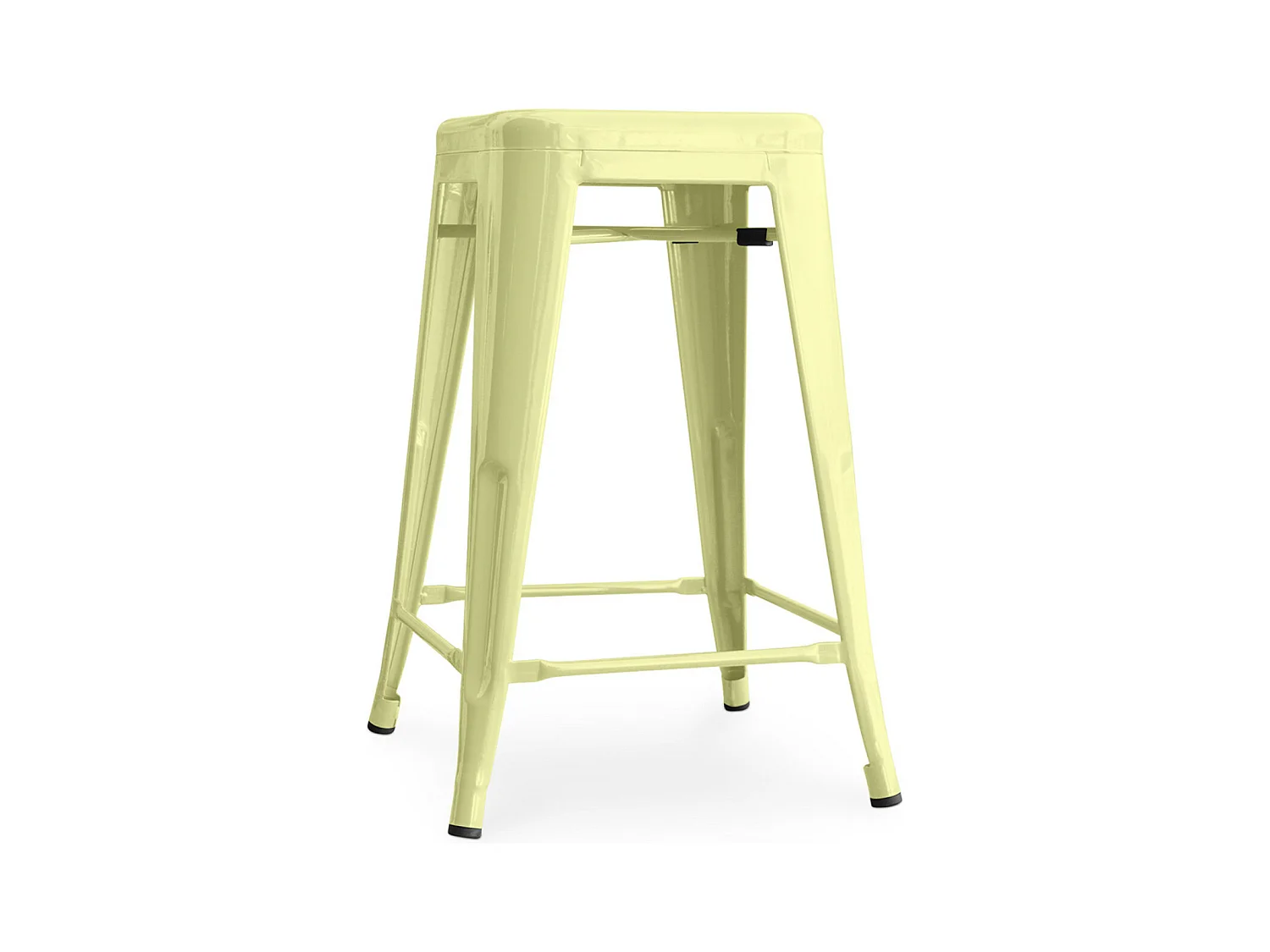 Tabouret industriel acier brillant renforcé Kalax 60cm --Couleur Jaune pastel
