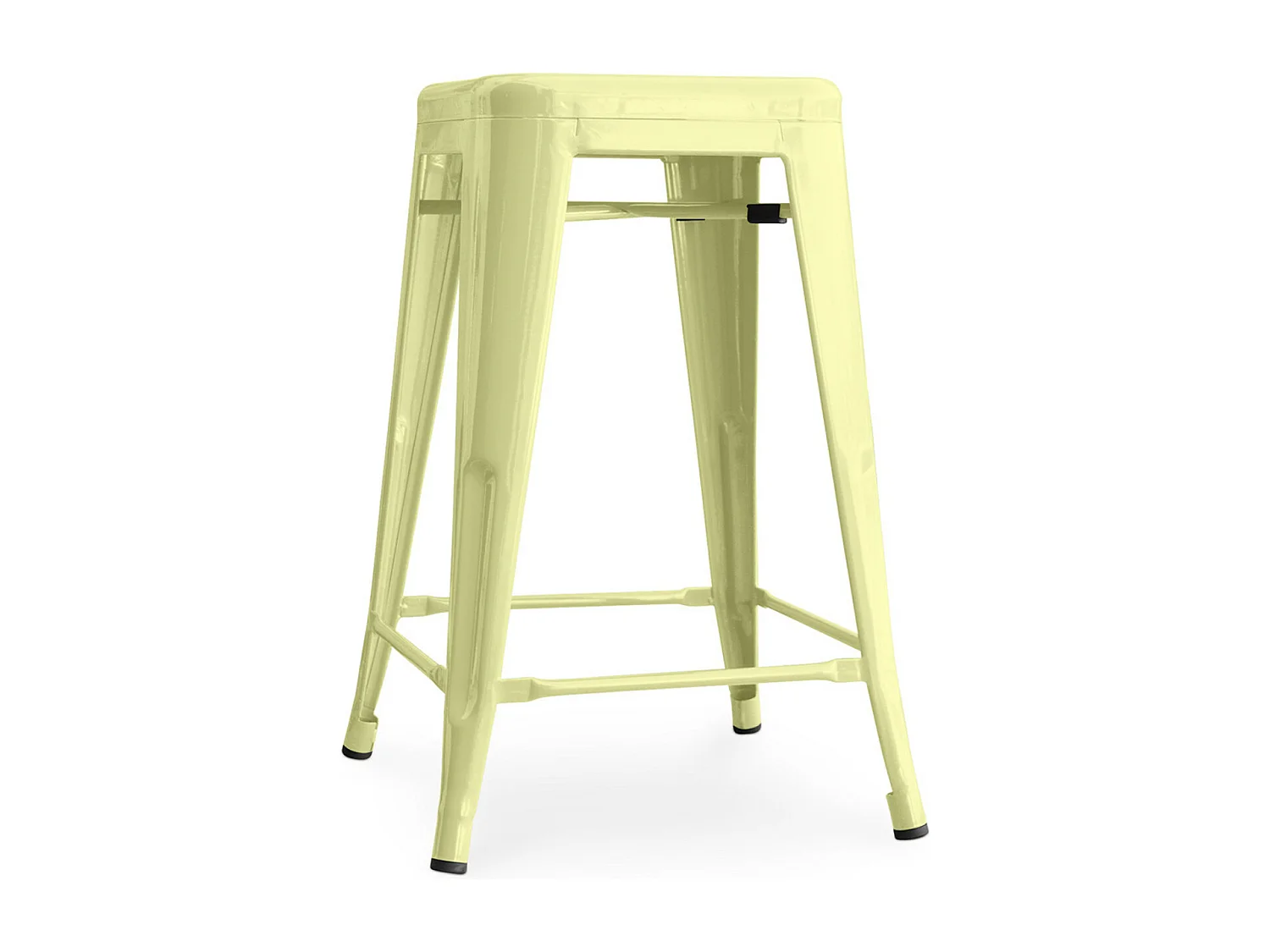 Tabouret industriel acier brillant renforcé Kalax 60cm --Couleur Jaune pastel